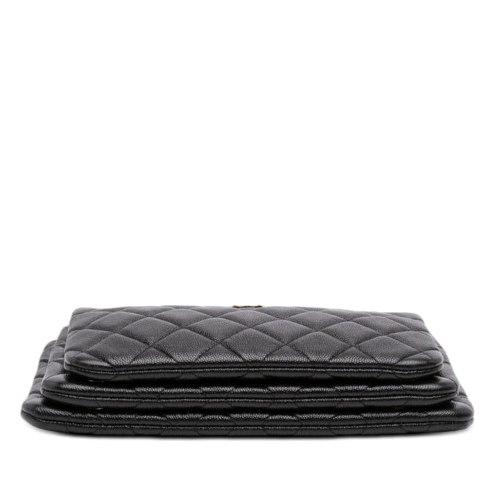 Chanel CC Matelassé Caviar Multi Zip Pochette