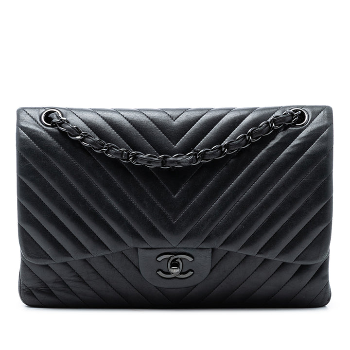 Chanel Jumbo Classic Chevron Cuir d’agneau So Double rabat
