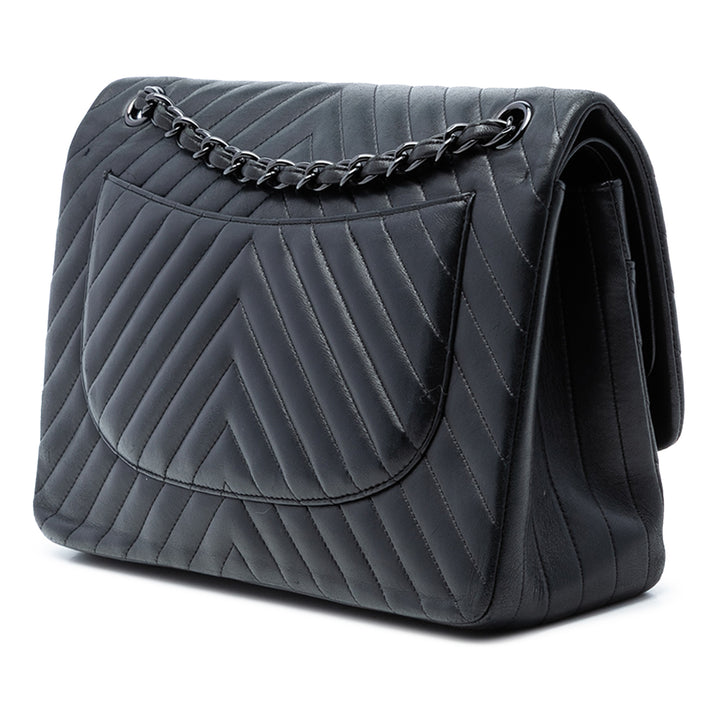 Chanel Jumbo Classic Chevron Cuir d’agneau So Double rabat