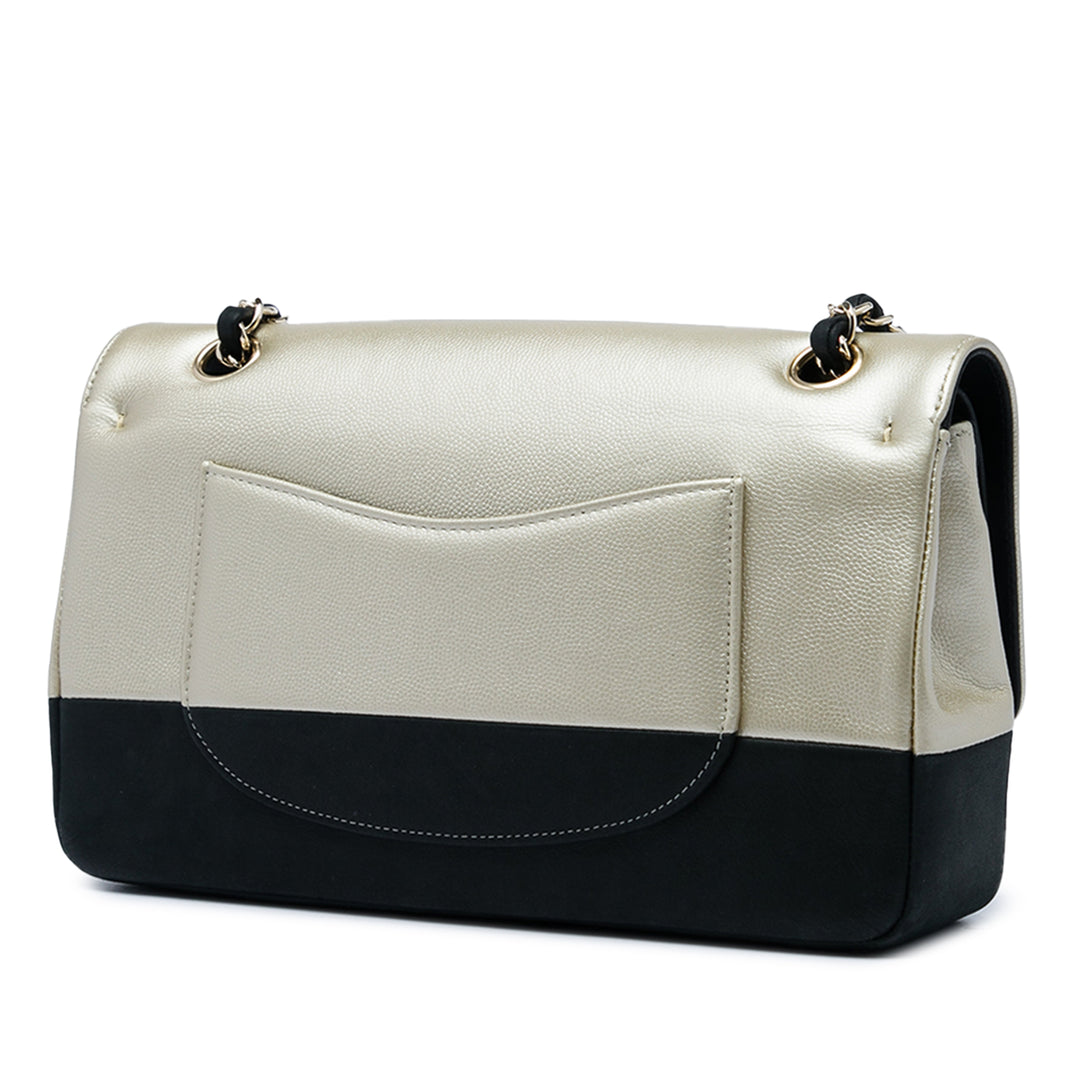 Classic Bicolore et Irisé Double rabat Moyen Cuir caviar Noir