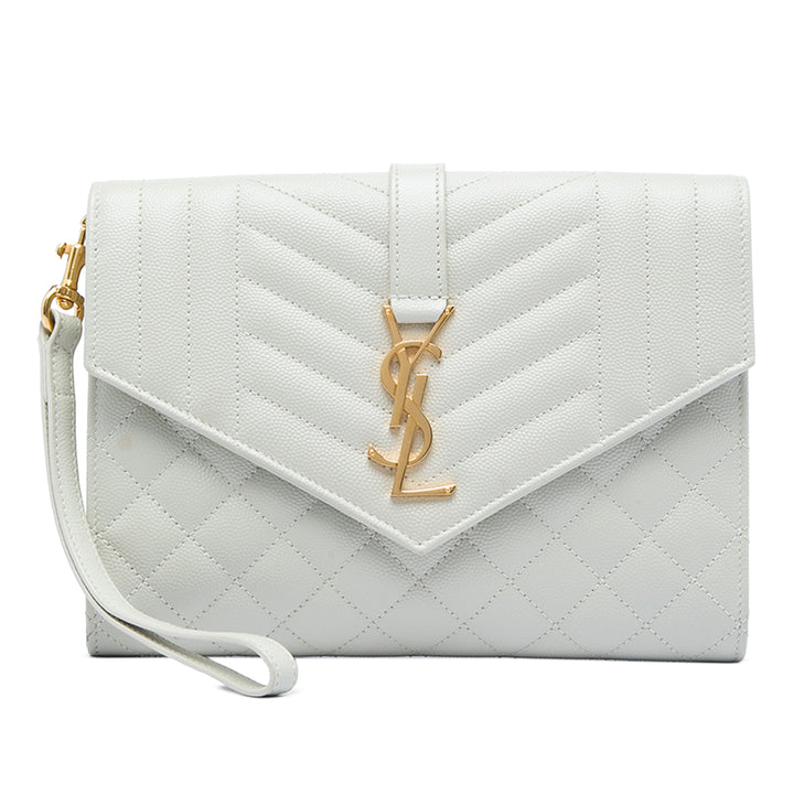 Saint Laurent Grain De Poudre Triquilt Monogram Envelope Pochette