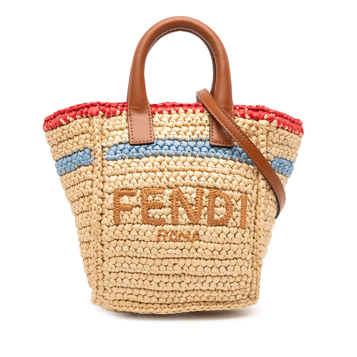 Fendi Mini Raffia Soft Sunshine Shopper Cabas