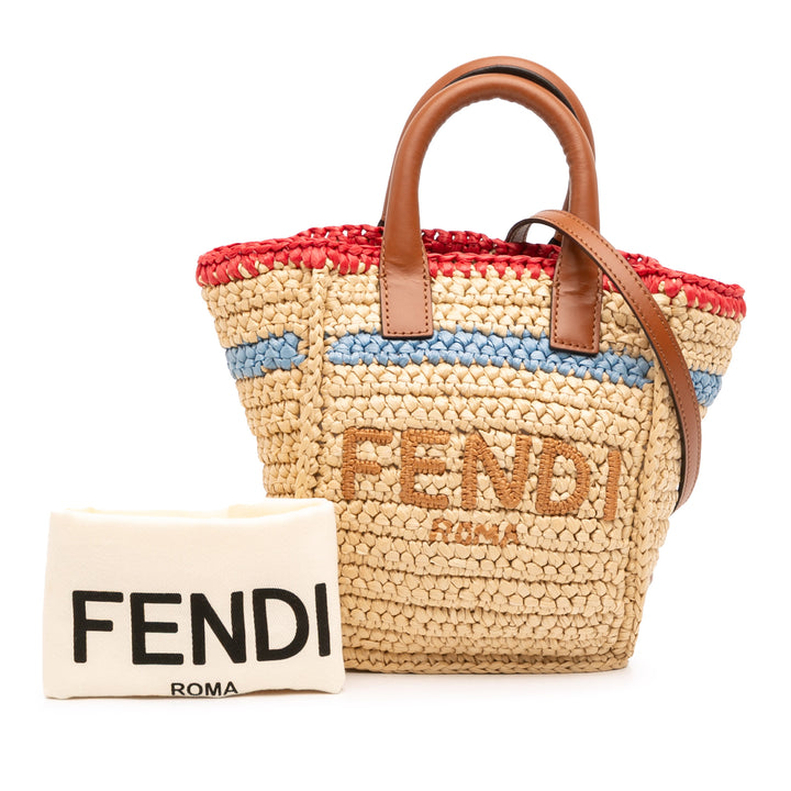 Fendi Mini Raffia Soft Sunshine Shopper Cabas