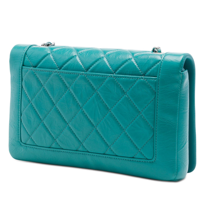 Chanel Small Matelassé Crumpled Cuir de veau Bi Vintage Rabat intégral