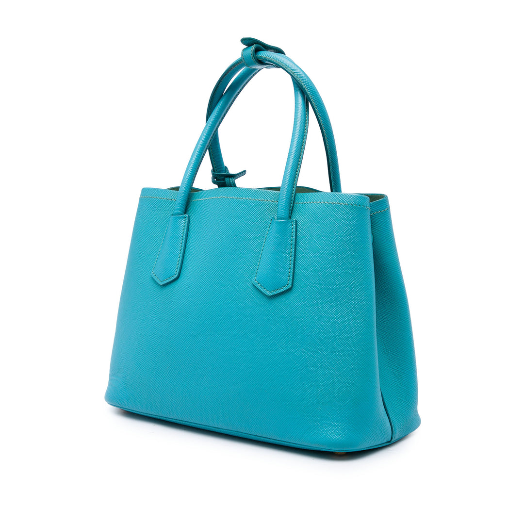 Prada Sac à main Double Saffiano Moyen Bleu – vue 2 – GABY PARIS