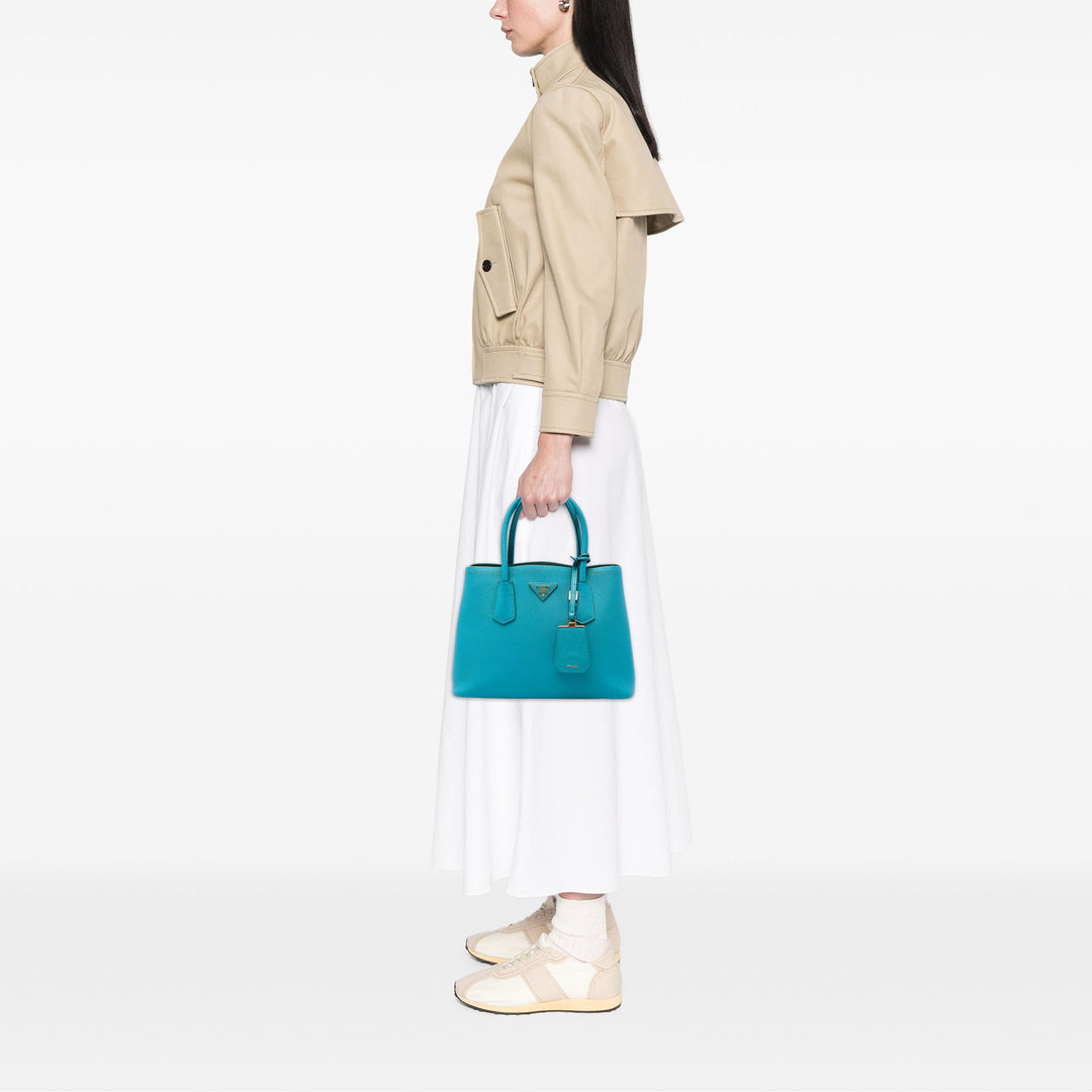 Prada Sac à main Double Saffiano Moyen Bleu – vue 5 – GABY PARIS