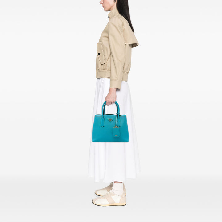 Prada Sac à main Double Saffiano Moyen Bleu – vue 5 – GABY PARIS