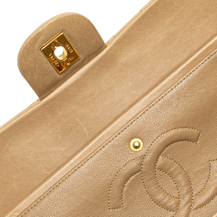 Medium Classic Lambskin Double Flap Brown - Gaby Paris