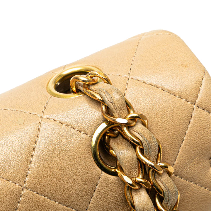 Medium Classic Lambskin Double Flap Brown - Gaby Paris