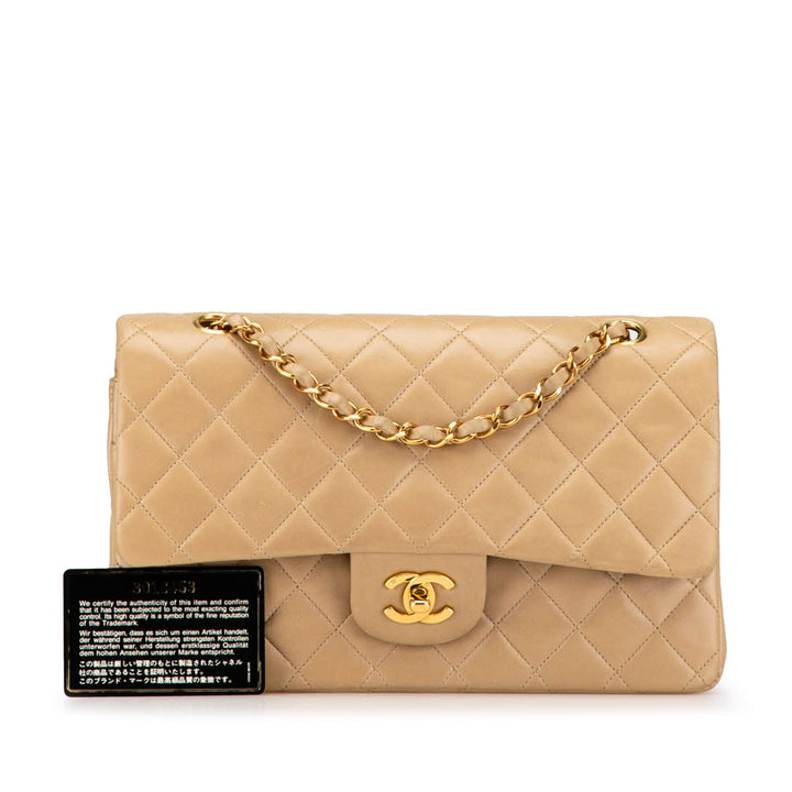 Medium Classic Lambskin Double Flap Brown - Gaby Paris