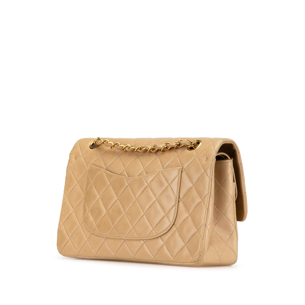Medium Classic Lambskin Double Flap Brown - Gaby Paris