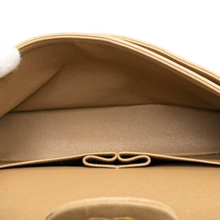 Medium Classic Lambskin Double Flap Brown - Gaby Paris