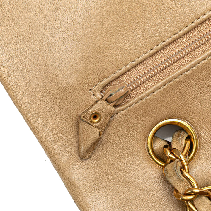 Medium Classic Lambskin Double Flap Brown - Gaby Paris