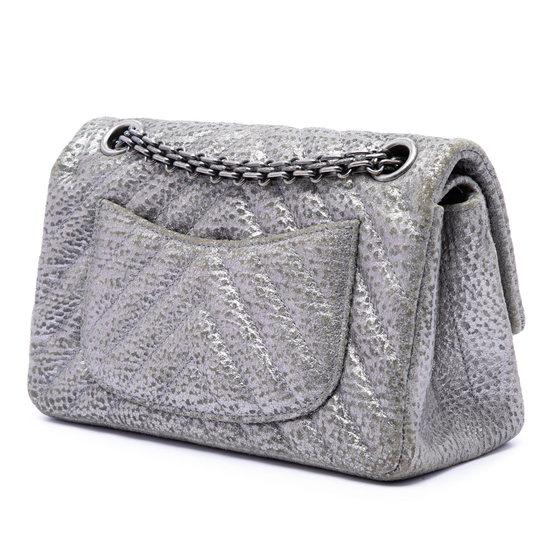 Chanel Chevron Metallic Textured Cuir de veau Reissue 2.55 Double rabat 224