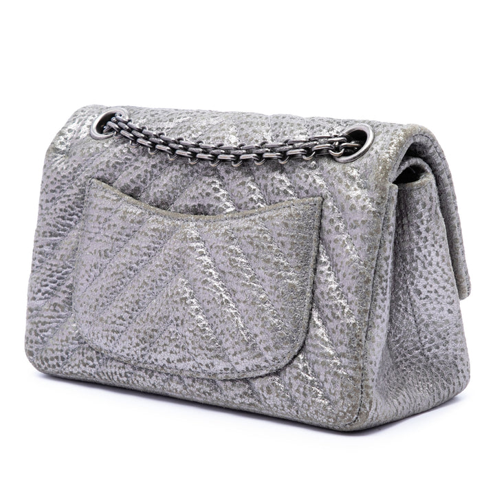 Chanel Chevron Metallic Textured Cuir de veau Reissue 2.55 Double rabat 224