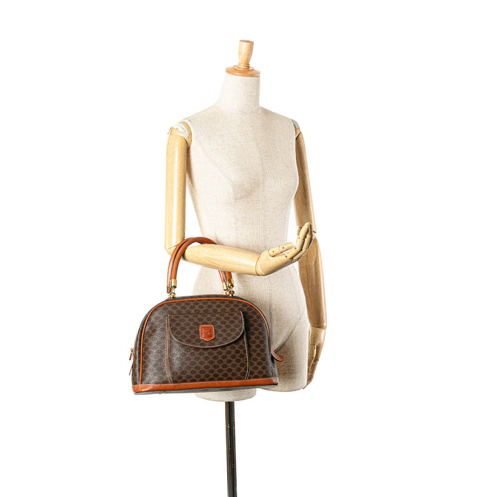 Macadam Coated Canvas Handbag Brown - Gaby Paris