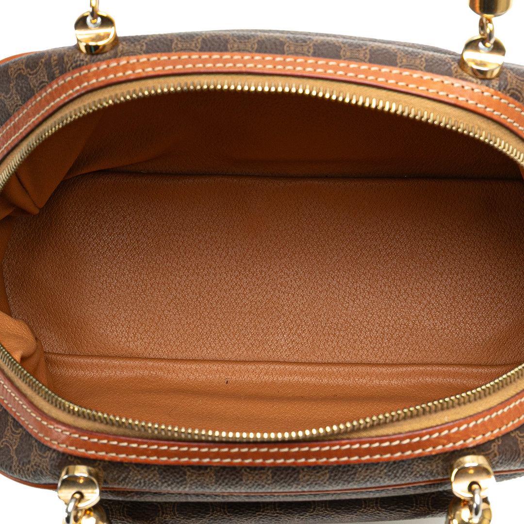Macadam Coated Canvas Handbag Brown - Gaby Paris