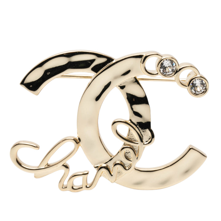 Chanel plaqué CC Logo Cristal Broche