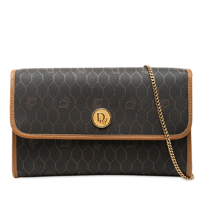 Dior Honeycomb Chaîne à rabat Sac Toile enduite Noir
