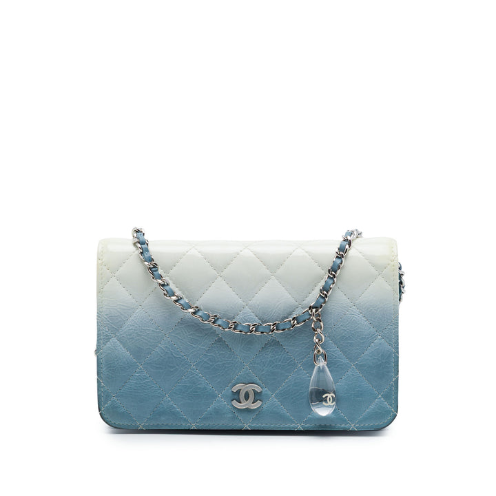 Chanel CC Matelassé Ombre Cuir verni et vieilli Cuir de veau Cristal Wallet on Chain