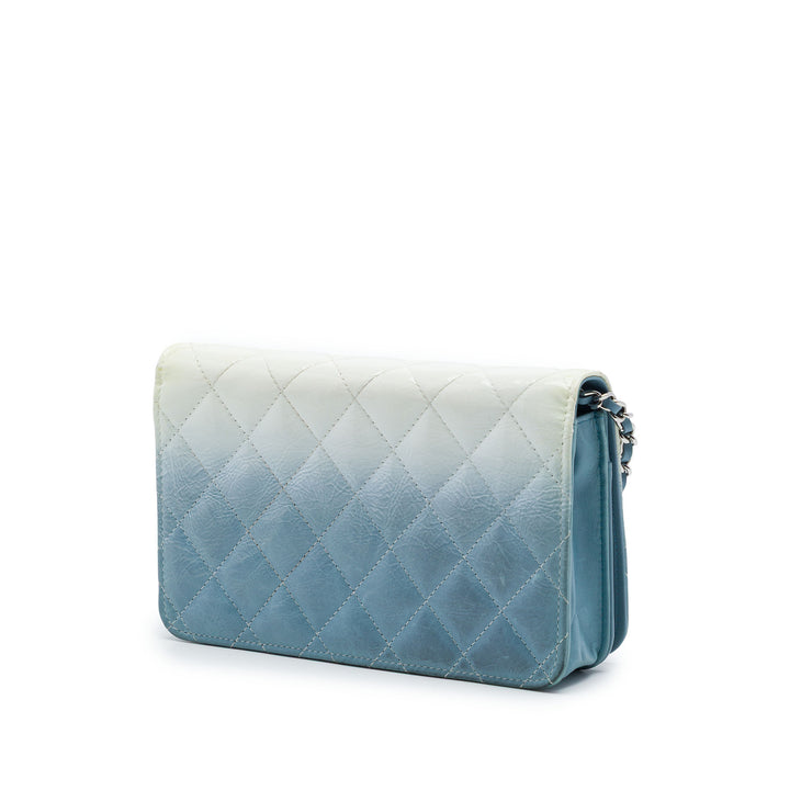 Chanel CC Matelassé Ombre Cuir verni et vieilli Cuir de veau Cristal Wallet on Chain