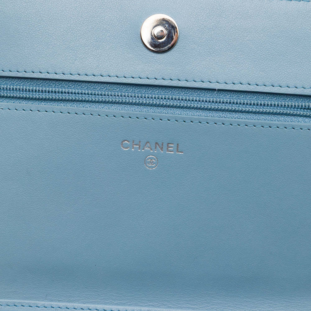 Chanel CC Matelassé Ombre Cuir verni et vieilli Cuir de veau Cristal Wallet on Chain