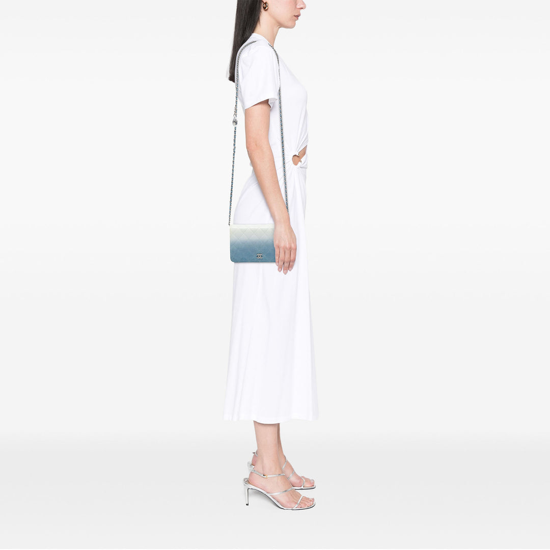 Chanel CC Matelassé Ombre Cuir verni et vieilli Cuir de veau Cristal Wallet on Chain