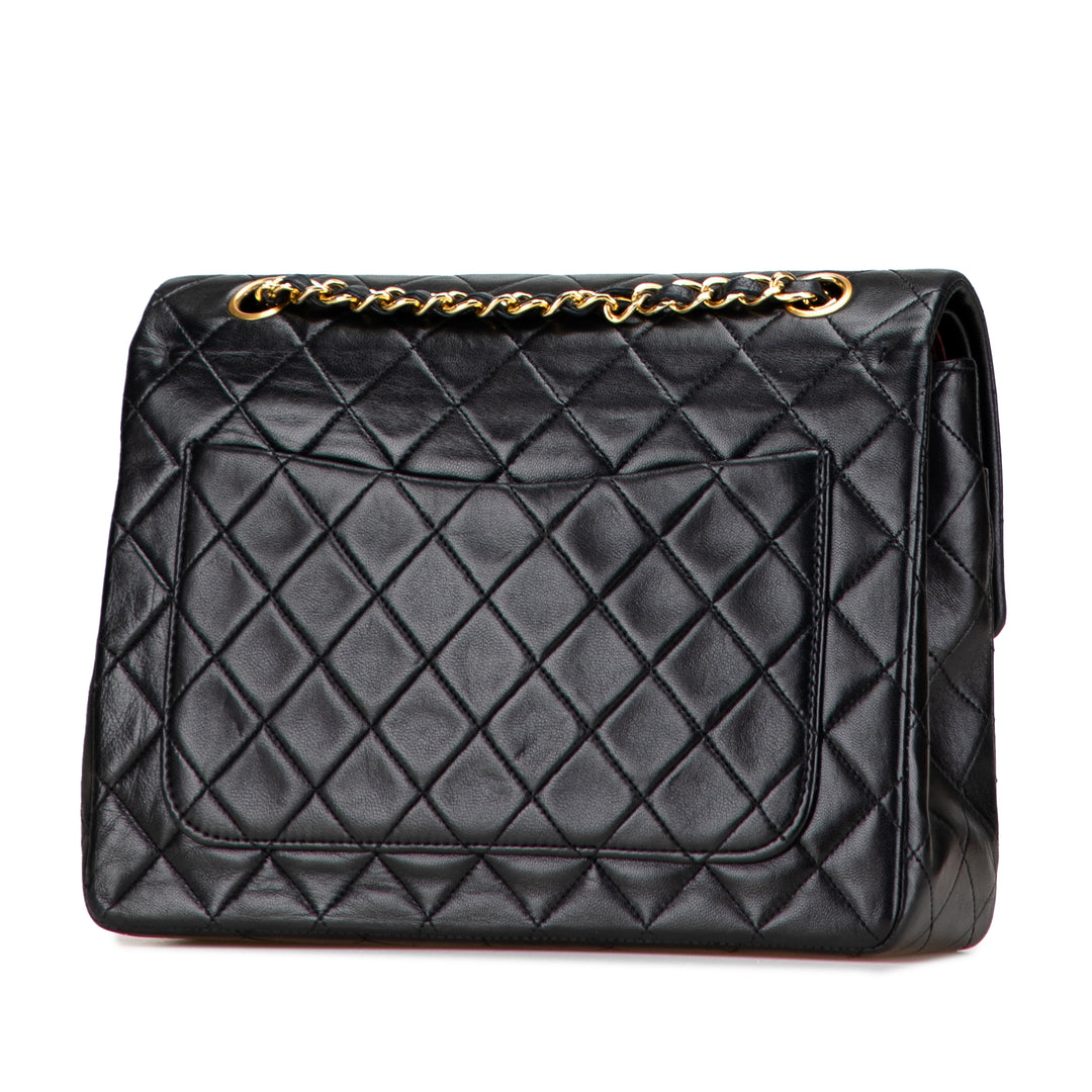 Chanel Medium Tall Classic Cuir d’agneau Double rabat Noir
