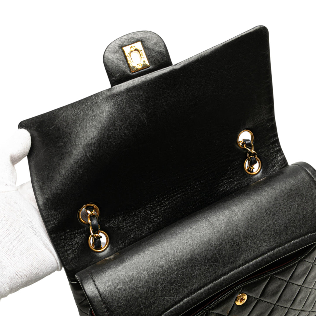 Chanel Medium Tall Classic Cuir d’agneau Double rabat Noir