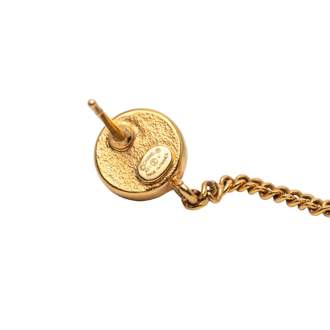 Chanel CC plaqué Perles fantaisie et Rhinestones Perfume Bottle Chain pendantes Boucle d’oreilles