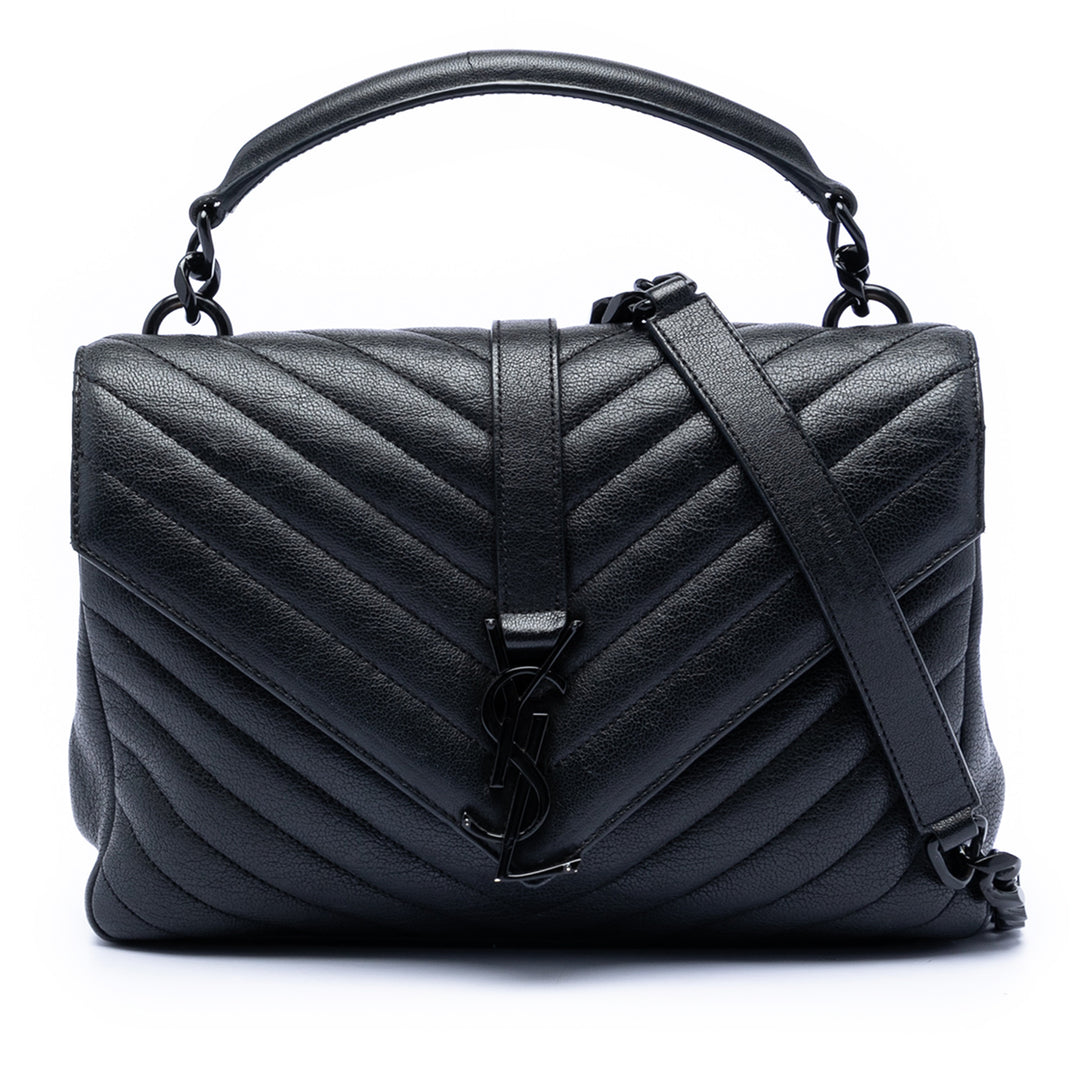Saint Laurent Medium Chevron Sheepskin Monogram College Sac