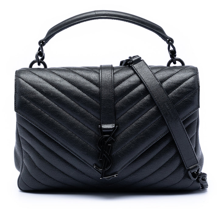 Saint Laurent Medium Chevron Sheepskin Monogram College Sac