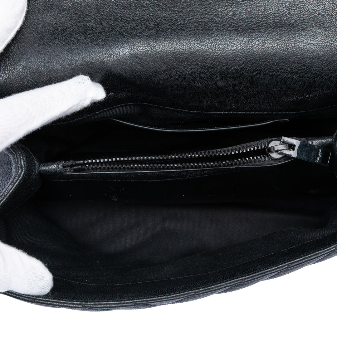 Saint Laurent Medium Chevron Sheepskin Monogram College Sac