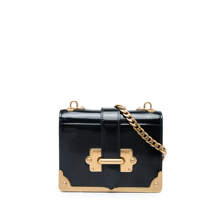 Prada Sac bandoulière Spazzolato Cahier Micro Noir – vue principale – GABY PARIS