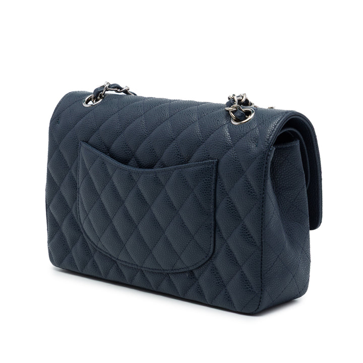 Chanel Classic Double rabat Moyen Cuir caviar Bleu – vue 2 – GABY PARIS