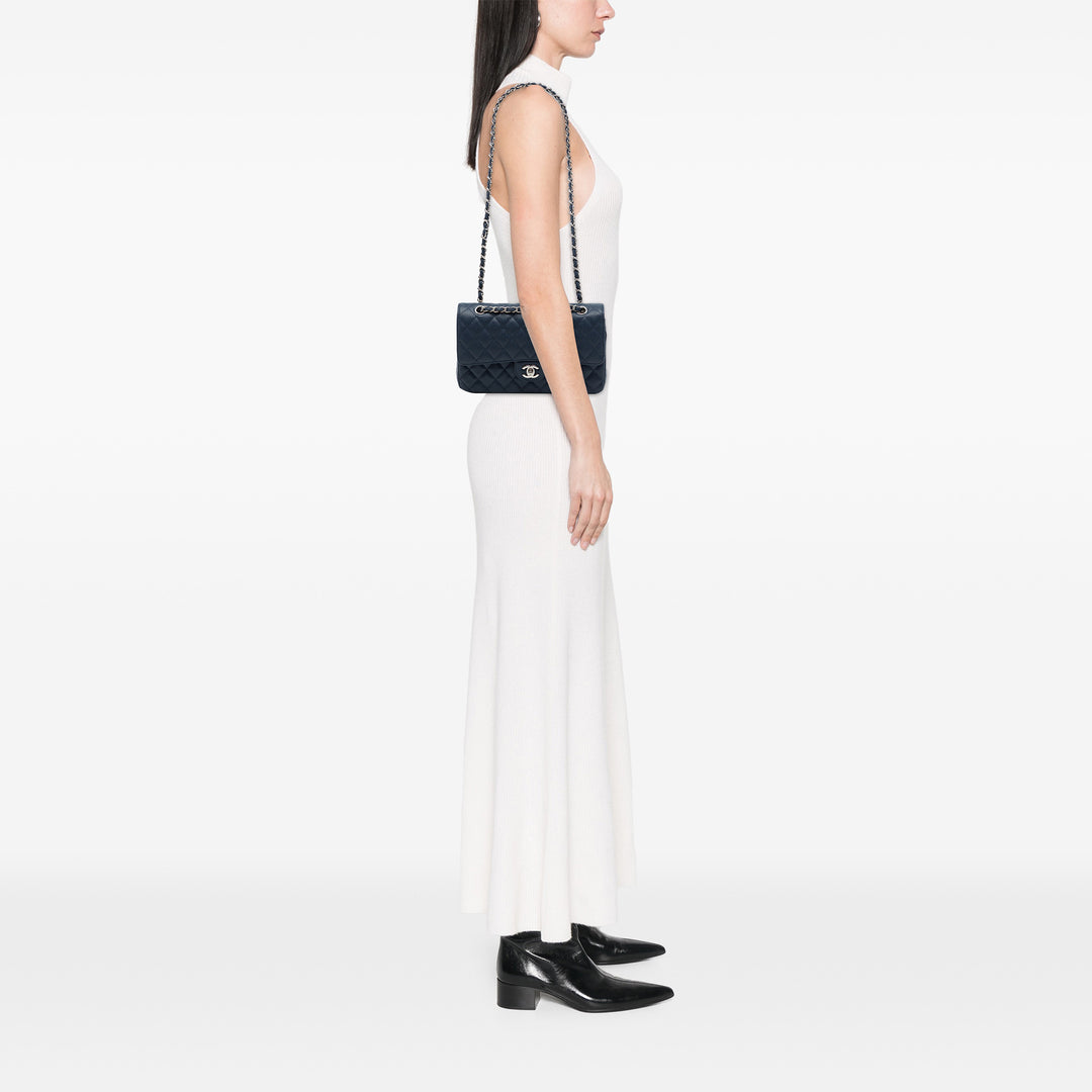 Chanel Classic Double rabat Moyen Cuir caviar Bleu – vue 6 – GABY PARIS