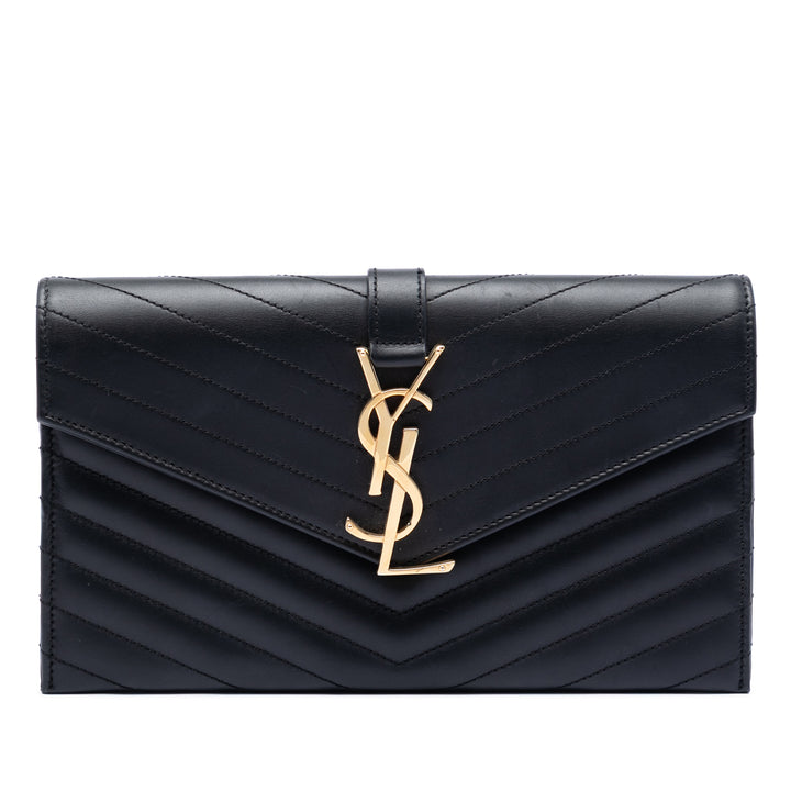 Saint Laurent Cuir d’agneau Chevron Monogram Pochette