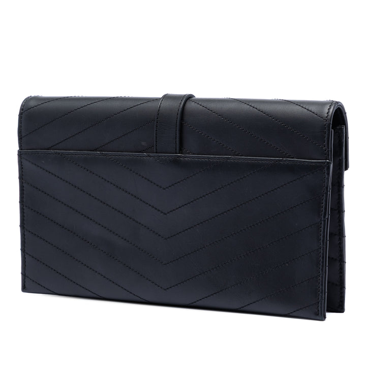 Saint Laurent Cuir d’agneau Chevron Monogram Pochette