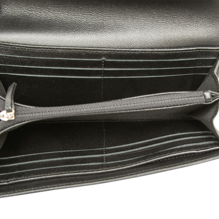 Chanel CC à rabat Portefeuille long Cuir caviar Noir – vue 4 – GABY PARIS