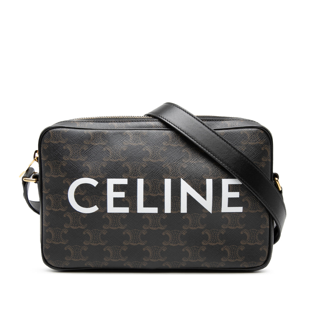 Celine Medium Triomphe Coated Toile Logo Sac porté croisé