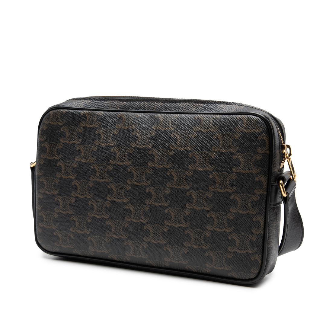 Celine Medium Triomphe Coated Toile Logo Sac porté croisé
