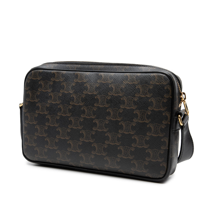 Celine Medium Triomphe Coated Toile Logo Sac porté croisé