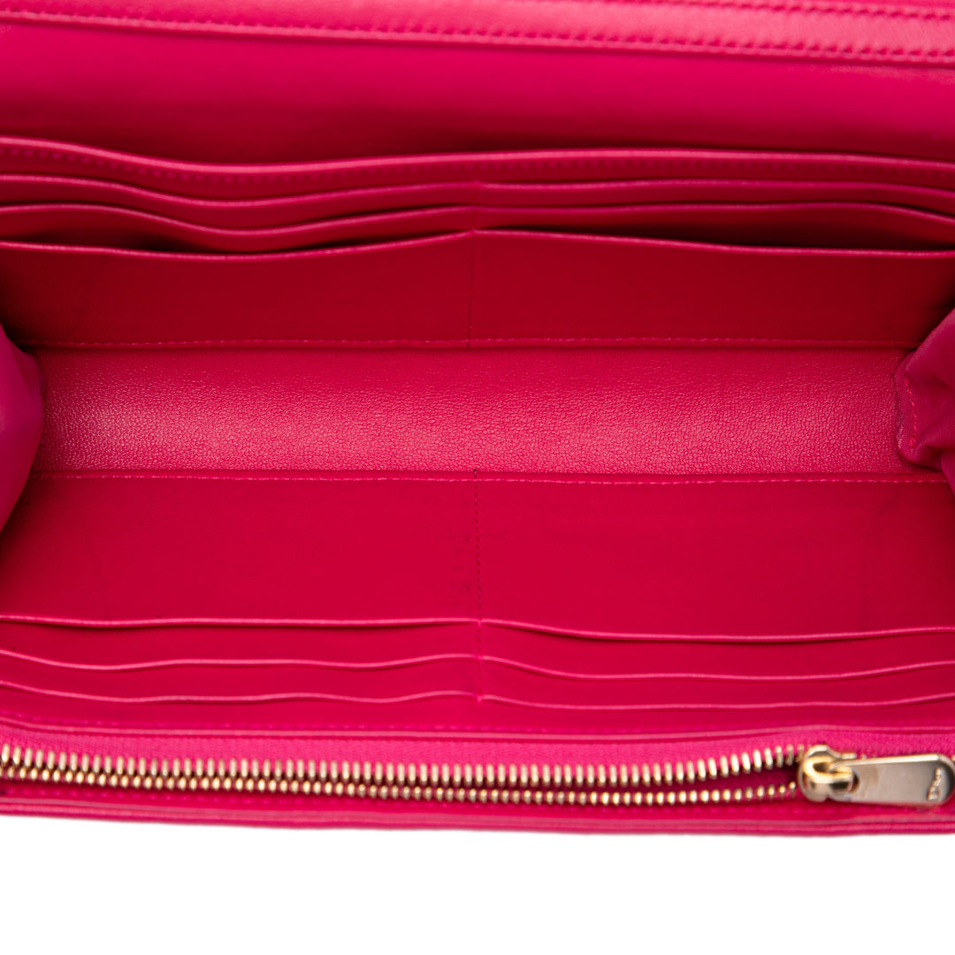 Dior Cannage Lady Dior Wallet on Chain Cuir d'agneau Rose – vue 4 – GABY PARIS