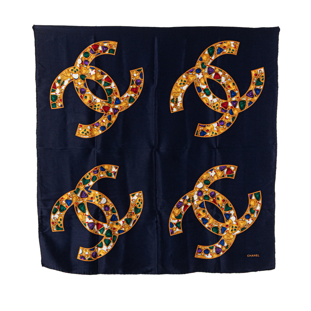 CC Gripoix Silk Scarf Blue - Gaby Paris