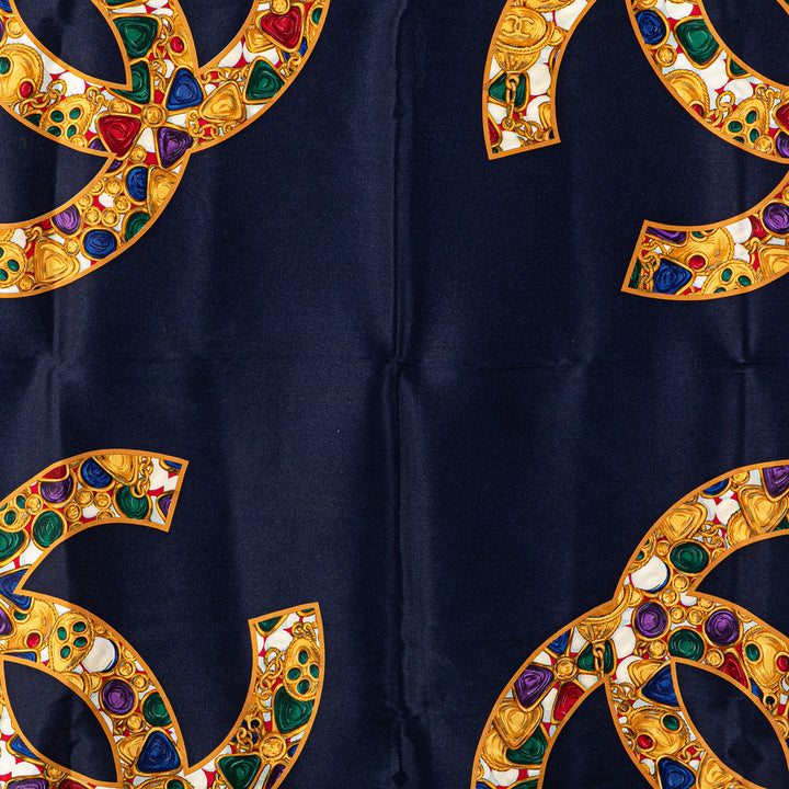 CC Gripoix Silk Scarf Blue - Gaby Paris