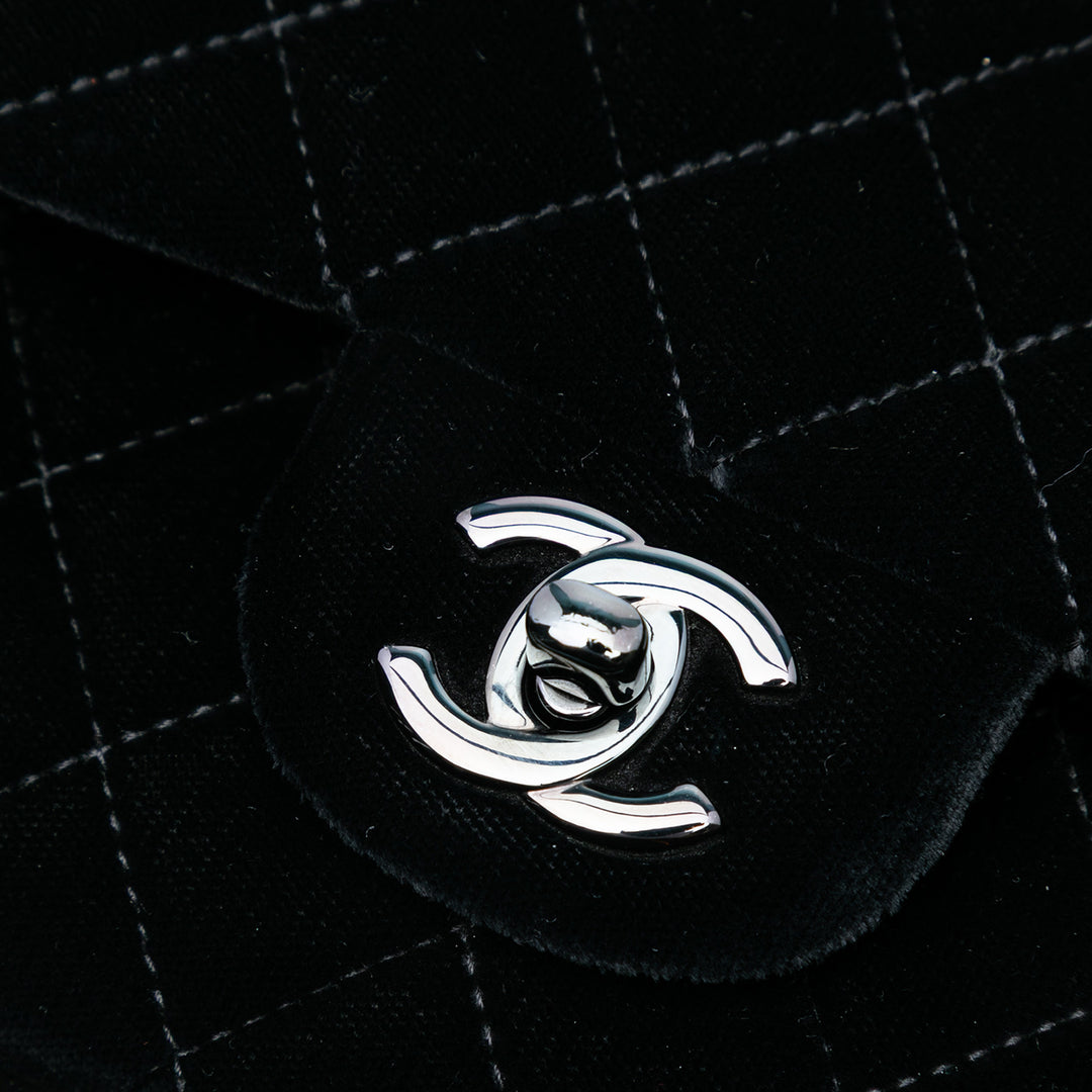 Chanel Medium Classic Velours Double rabat Noir – GABY PARIS Authentique