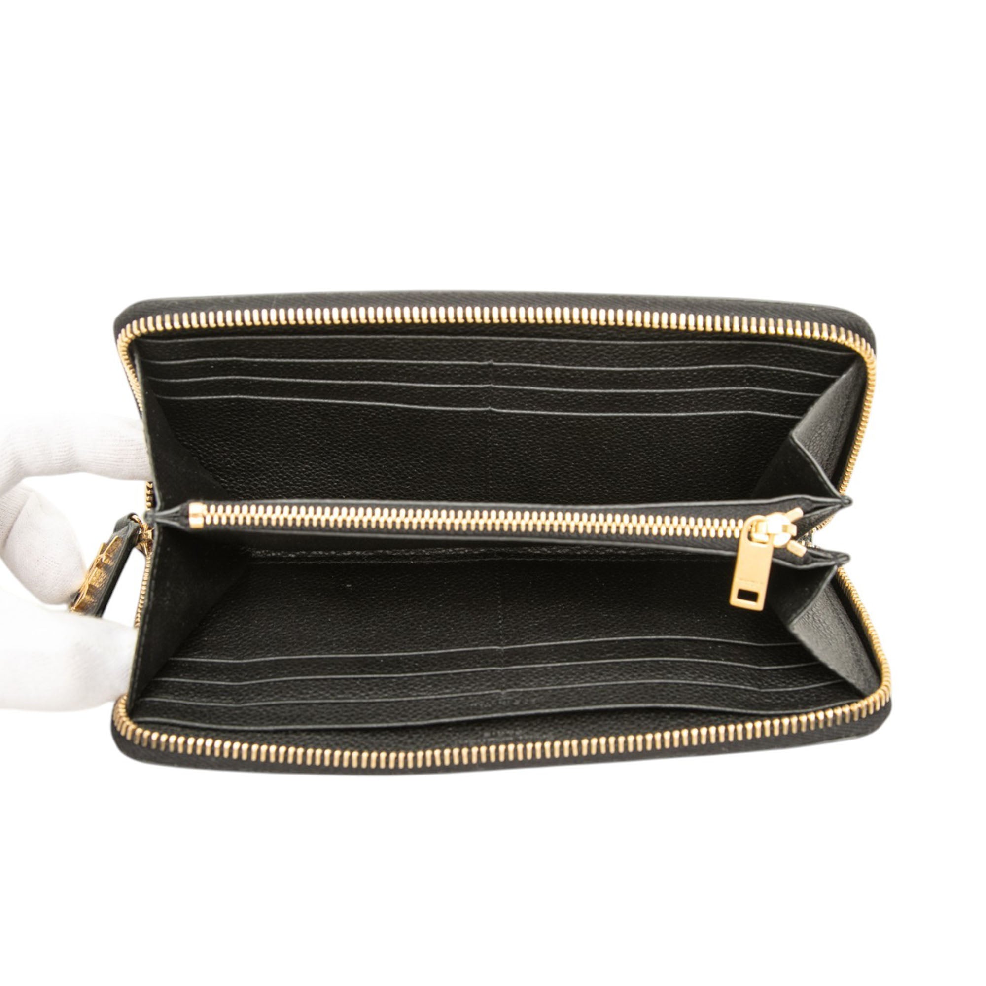 Saint Laurent Leather Zip Around Long Wallet Black pre-owned