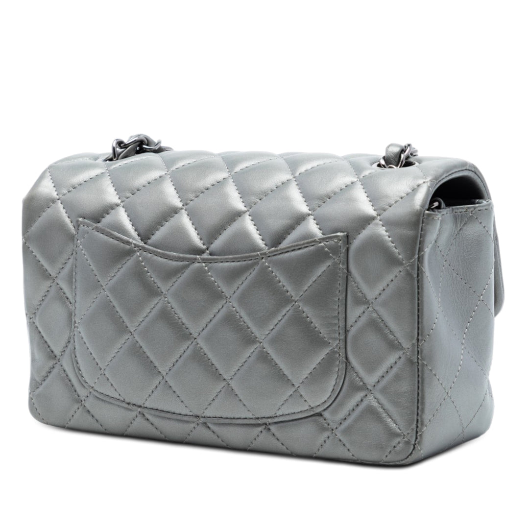 Chanel Mini Rectangular Classic Metallic Cuir d’agneau Simple rabat