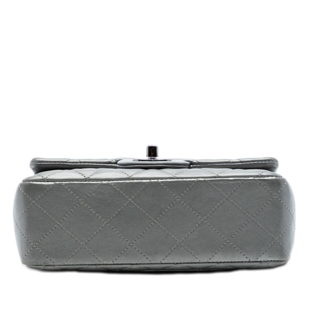Chanel Mini Rectangular Classic Metallic Cuir d’agneau Simple rabat