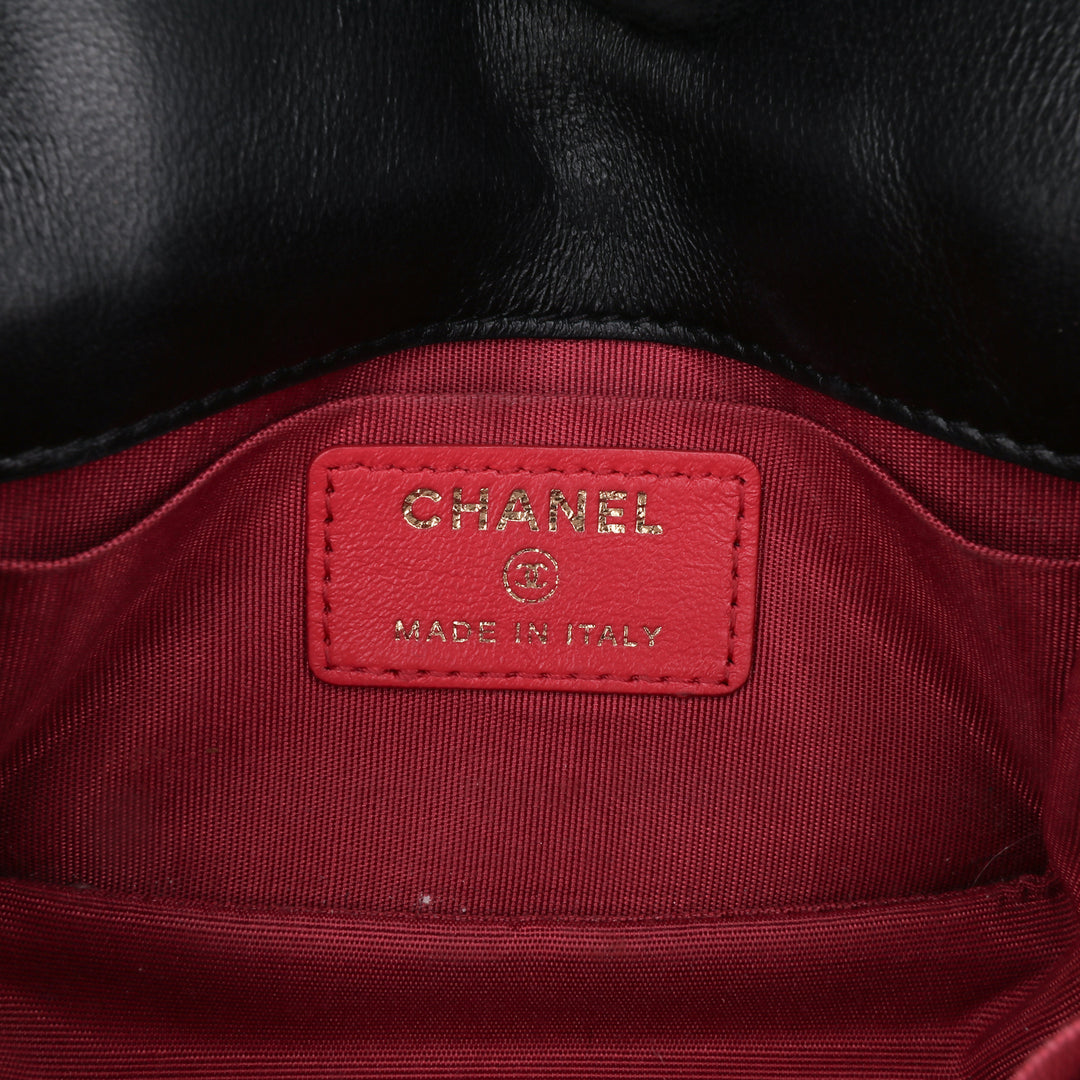 Mini Lambskin Button On Top Flap Black - Gaby Paris